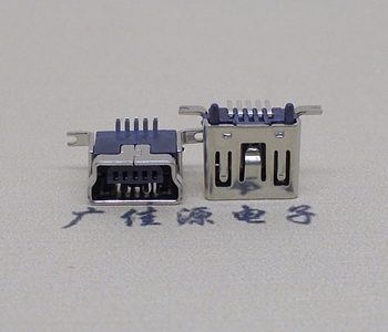 内江MINI 短体立贴接口, 迷你5pin180度,高度6.5MM带柱子