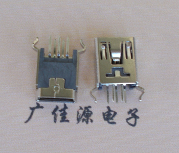 内江MINI USB5p母座|B型口180度|直插弯脚