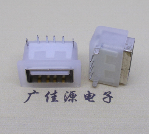内江卧式后两脚DIP插板USB AF 2.0防水母座,反向插A公头连接器