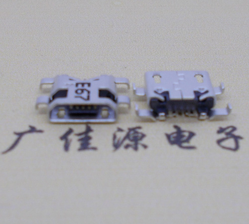 内江Micro usb 反向沉板1.2mm接口四脚插直边无导位